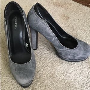 Gray suede stilettos